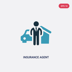 two color insurance agent vector icon from insurance concept. isolated blue insurance agent vector sign symbol can be use for web, mobile and logo. eps 10