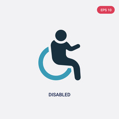 two color disabled vector icon from insurance concept. isolated blue disabled vector sign symbol can be use for web, mobile and logo. eps 10