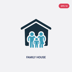 two color family house vector icon from insurance concept. isolated blue family house vector sign symbol can be use for web, mobile and logo. eps 10
