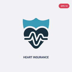 two color heart insurance vector icon from insurance concept. isolated blue heart insurance vector sign symbol can be use for web, mobile and logo. eps 10