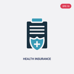 two color health insurance vector icon from insurance concept. isolated blue health insurance vector sign symbol can be use for web, mobile and logo. eps 10