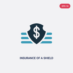 two color insurance of a shield with dollar vector icon from insurance concept. isolated blue insurance of a shield with dollar vector sign symbol can be use for web, mobile and logo. eps 10
