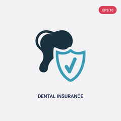 two color dental insurance vector icon from insurance concept. isolated blue dental insurance vector sign symbol can be use for web, mobile and logo. eps 10