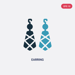 two color earring vector icon from jewelry concept. isolated blue earring vector sign symbol can be use for web, mobile and logo. eps 10