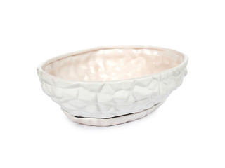 Empty ceramic white flower pot isolated on white background with clipping path