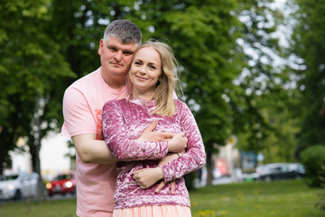 Loving Couple In park walking 