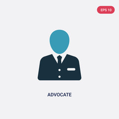 two color advocate vector icon from law and justice concept. isolated blue advocate vector sign symbol can be use for web, mobile and logo. eps 10
