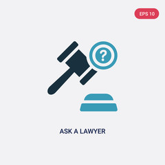 two color ask a lawyer vector icon from law and justice concept. isolated blue ask a lawyer vector sign symbol can be use for web, mobile and logo. eps 10