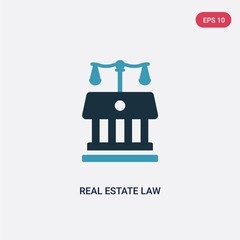 two color real estate law vector icon from law and justice concept. isolated blue real estate law vector sign symbol can be use for web, mobile and logo. eps 10