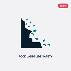two color rock landslide safety vector icon from maps and flags concept. isolated blue rock landslide safety vector sign symbol can be use for web, mobile and logo. eps 10