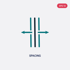 Obraz premium two color spacing vector icon from maps and flags concept. isolated blue spacing vector sign symbol can be use for web, mobile and logo. eps 10