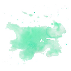 Bright watercolor blot. Yellow, red, green and blue colors.