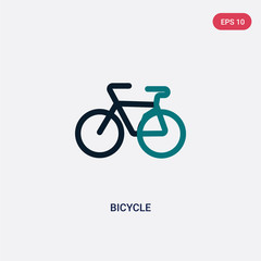 two color bicycle vector icon from maps and flags concept. isolated blue bicycle vector sign symbol can be use for web, mobile and logo. eps 10