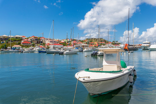 View of Fort Oscar and the harbour, Gustavia, St. Barthelemy (St. Barts) (St. Barth)