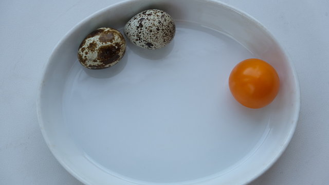 quail eggs, yolk, tomato,