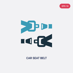 two color car seat belt vector icon from mechanicons concept. isolated blue car seat belt vector sign symbol can be use for web, mobile and logo. eps 10