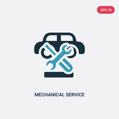 two color mechanical service of a car vector icon from mechanicons concept. isolated blue mechanical service of a car vector sign symbol can be use for web, mobile and logo. eps 10