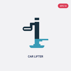 two color car lifter vector icon from mechanicons concept. isolated blue car lifter vector sign symbol can be use for web, mobile and logo. eps 10
