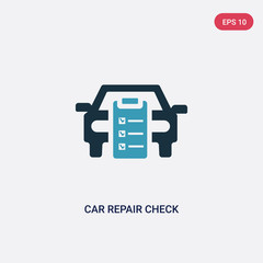 two color car repair check list vector icon from mechanicons concept. isolated blue car repair check list vector sign symbol can be use for web, mobile and logo. eps 10