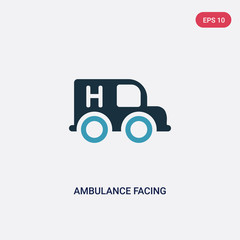 two color ambulance facing left vector icon from mechanicons concept. isolated blue ambulance facing left vector sign symbol can be use for web, mobile and logo. eps 10
