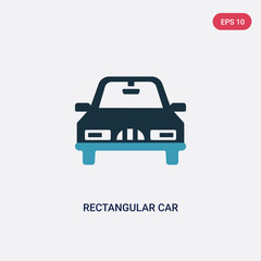 Obraz premium two color rectangular car front vector icon from mechanicons concept. isolated blue rectangular car front vector sign symbol can be use for web, mobile and logo. eps 10