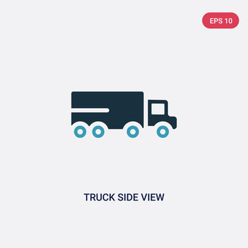 two color truck side view vector icon from mechanicons concept. isolated blue truck side view vector sign symbol can be use for web, mobile and logo. eps 10
