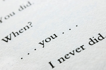 Book page with words