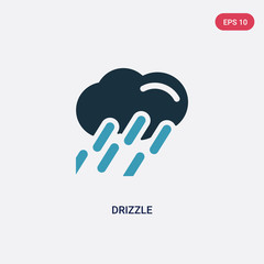 two color drizzle vector icon from meteorology concept. isolated blue drizzle vector sign symbol can be use for web, mobile and logo. eps 10