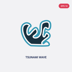 two color tsunami wave vector icon from meteorology concept. isolated blue tsunami wave vector sign symbol can be use for web, mobile and logo. eps 10