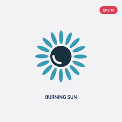 two color burning sun vector icon from meteorology concept. isolated blue burning sun vector sign symbol can be use for web, mobile and logo. eps 10