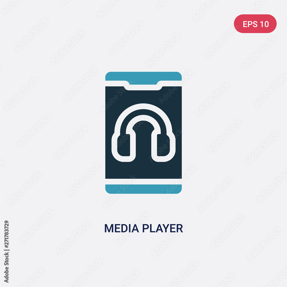 Poster two color media player vector icon from mobile app concept. isolated blue media player vector sign s