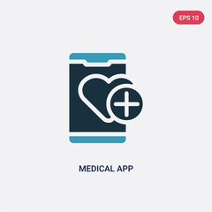 two color medical app vector icon from mobile app concept. isolated blue medical app vector sign symbol can be use for web, mobile and logo. eps 10