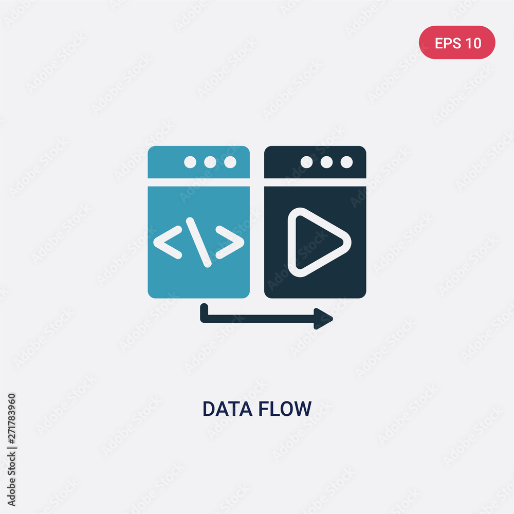Poster two color data flow vector icon from multimedia concept. isolated blue data flow vector sign symbol 