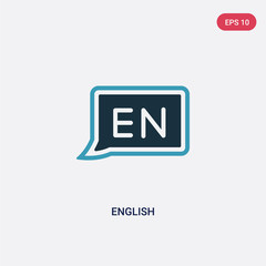 two color english vector icon from multimedia concept. isolated blue english vector sign symbol can be use for web, mobile and logo. eps 10
