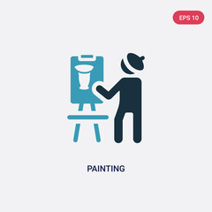 two color painting vector icon from museum concept. isolated blue painting vector sign symbol can be use for web, mobile and logo. eps 10