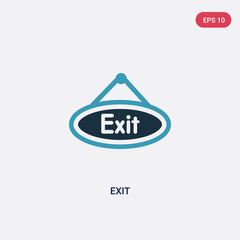 two color exit vector icon from museum concept. isolated blue exit vector sign symbol can be use for web, mobile and logo. eps 10