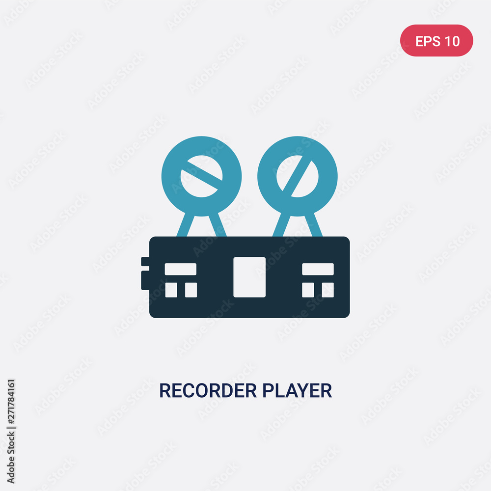 Poster two color recorder player vector icon from music concept. isolated blue recorder player vector sign 