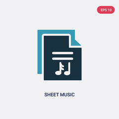 two color sheet music vector icon from music concept. isolated blue sheet music vector sign symbol can be use for web, mobile and logo. eps 10