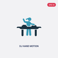 two color dj hand motion vector icon from music concept. isolated blue dj hand motion vector sign symbol can be use for web, mobile and logo. eps 10