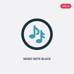 two color music note black vector icon from music concept. isolated blue music note black vector sign symbol can be use for web, mobile and logo. eps 10