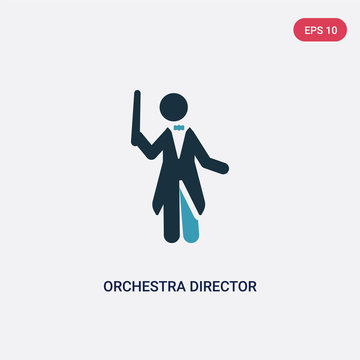 two color orchestra director vector icon from music concept. isolated blue orchestra director vector sign symbol can be use for web, mobile and logo. eps 10
