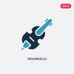 two color violoncello vector icon from music concept. isolated blue violoncello vector sign symbol can be use for web, mobile and logo. eps 10