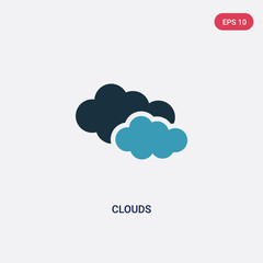two color clouds vector icon from nature concept. isolated blue clouds vector sign symbol can be use for web, mobile and logo. eps 10