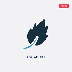 two color poplar leaf vector icon from nature concept. isolated blue poplar leaf vector sign symbol can be use for web, mobile and logo. eps 10