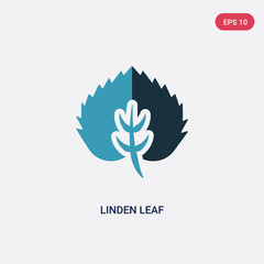 Fototapeta premium two color linden leaf vector icon from nature concept. isolated blue linden leaf vector sign symbol can be use for web, mobile and logo. eps 10