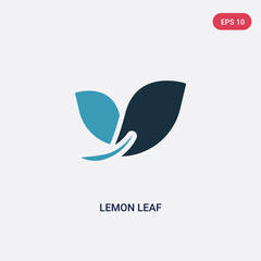 two color lemon leaf vector icon from nature concept. isolated blue lemon leaf vector sign symbol can be use for web, mobile and logo. eps 10