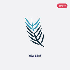 two color yew leaf vector icon from nature concept. isolated blue yew leaf vector sign symbol can be use for web, mobile and logo. eps 10