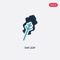 two color oak leaf vector icon from nature concept. isolated blue oak leaf vector sign symbol can be use for web, mobile and logo. eps 10