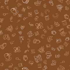 Coffee seamless vector pattern for Cup mug, restaurant or cafe menu design. 
