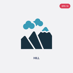 two color hill vector icon from nature concept. isolated blue hill vector sign symbol can be use for web, mobile and logo. eps 10